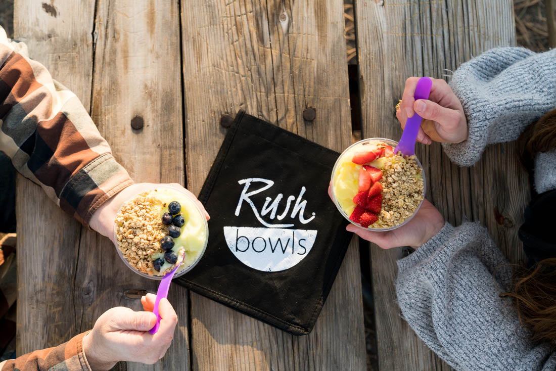 A digital/social media marketing shoot from Rush Bowls, a top acai & smoothie franchise.